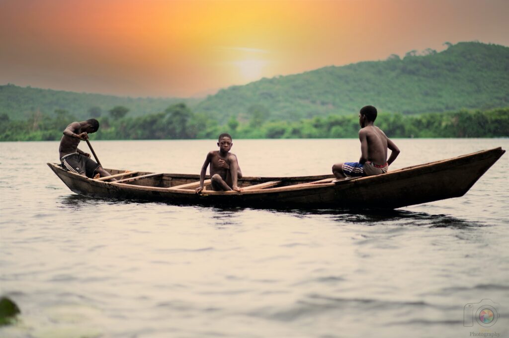 a group of men in a boat