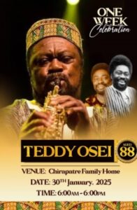 One-week celebration of Teddy Osei of Osibisa set to begin on Thursday