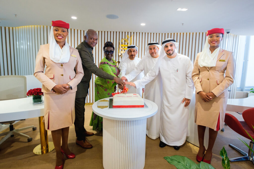 Emirates executives and Ghanaian officials at the launch of the Emirates Travel Store in Accra