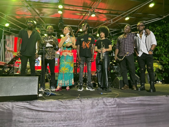 Milena Casado performing live with the GHJazz Collective at +233 Jazz Bar and Grill during International Jazz Day 2025 in Accra, Ghana.