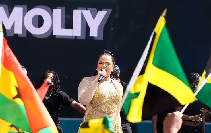 Moliy performing live at the 2025 BET Awards Red Carpet Show – first Ghanaian artist on BET stage