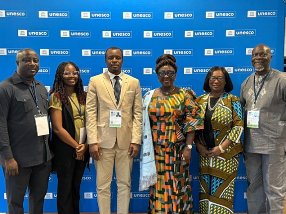Ghana’s Minister for Tourism, Culture and Creative Arts, Hon. Dzifa Gomashie, speaking at the 47th UNESCO World Heritage Committee session in Paris.