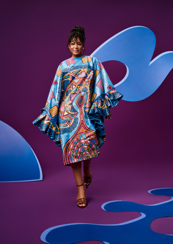 Display of Vlisco’s Icons, Revival, and Hommage collections at the Accra Mall store.
