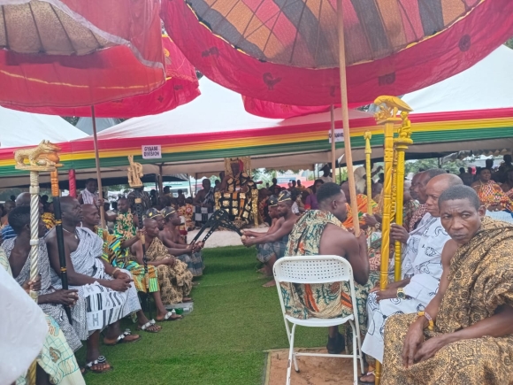 Participants and traditional leaders at the 2025 PANAFEST and Emancipation Day durbar at Assin Manso