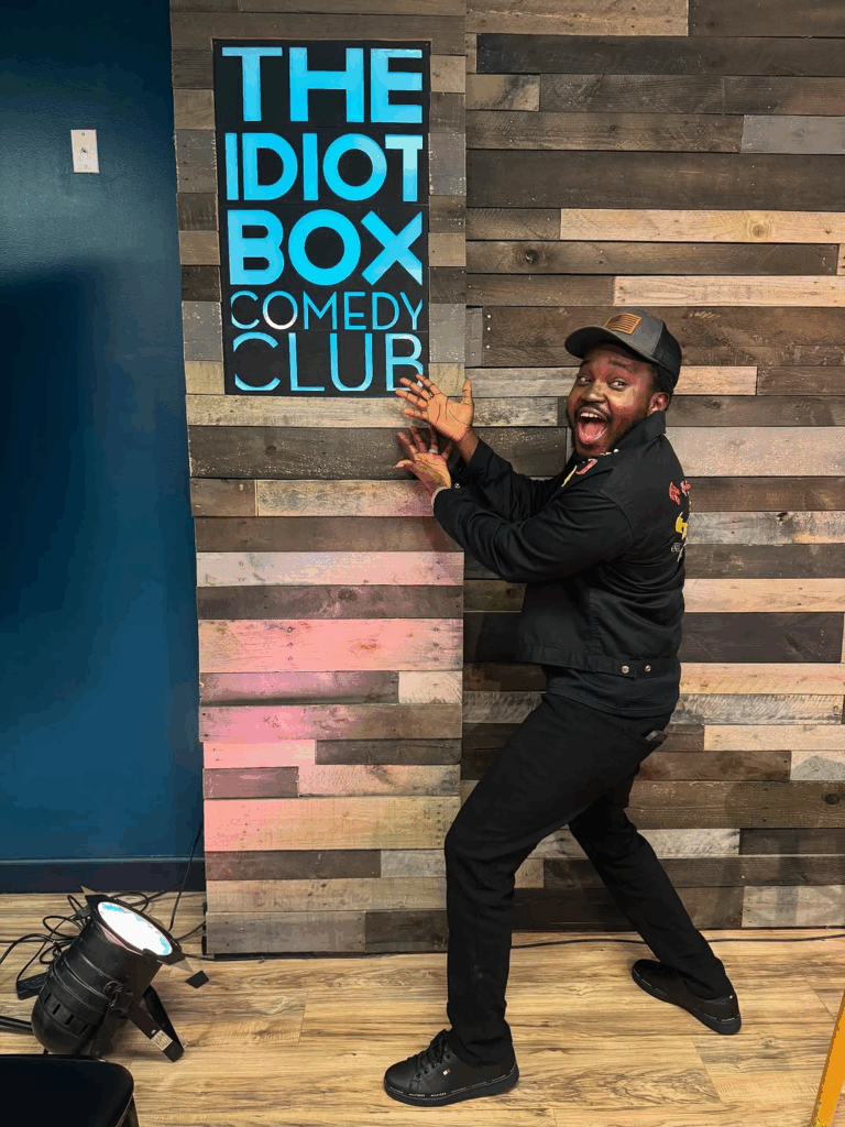Ghanaian comedian OB Amponsah celebrating his win at the 2025 Ultimate Comic Challenge in Greensboro, North Carolina.