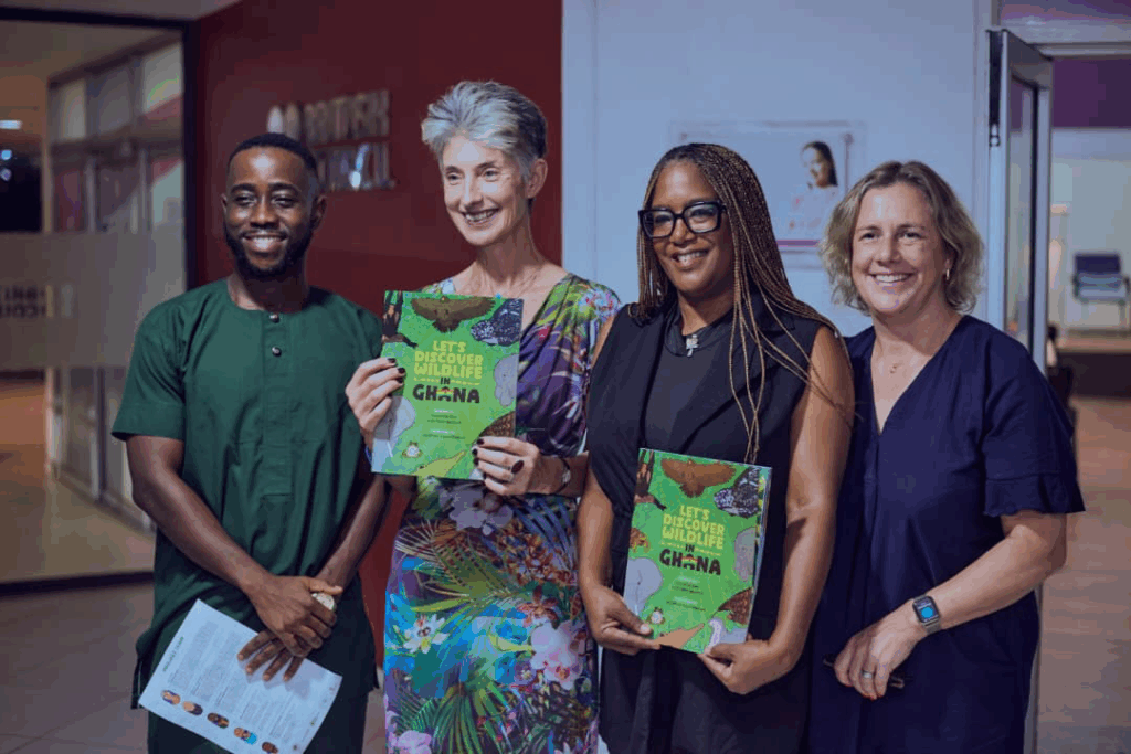 Catherine Barr speaking at the launch of the wildlife conservation book in Ghana